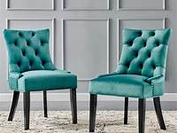 Noble House Sofia Tufted Dark Teal Velvet Dining Chairs (Set of 2