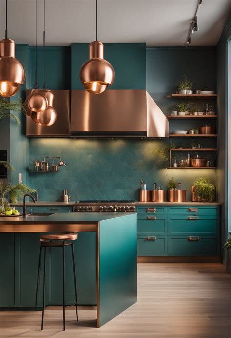 Teal And Copper Kitchen Decor