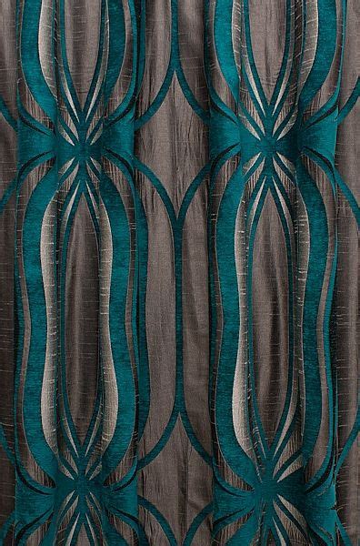 Teal Curtains 2 Panels Set, Abstract Geometric Pattern Eastern Oriental
