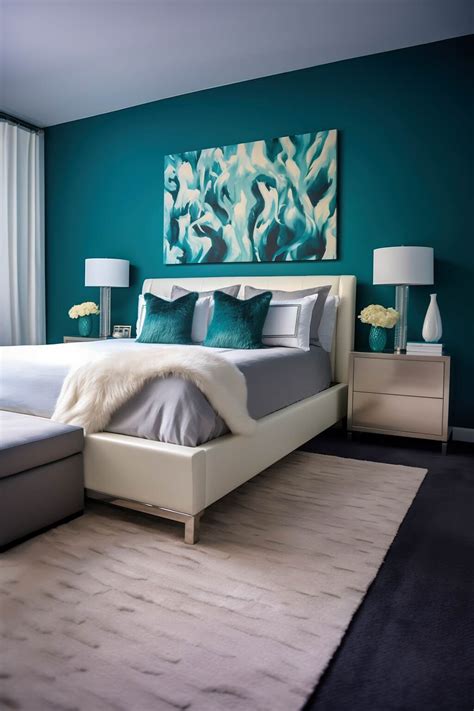 Teal and White Bedroom