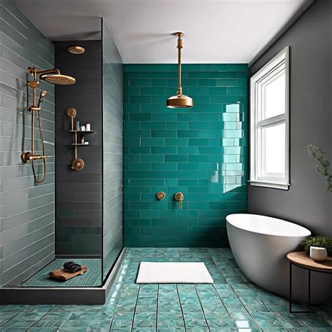 Teal Bathroom Shower Tile