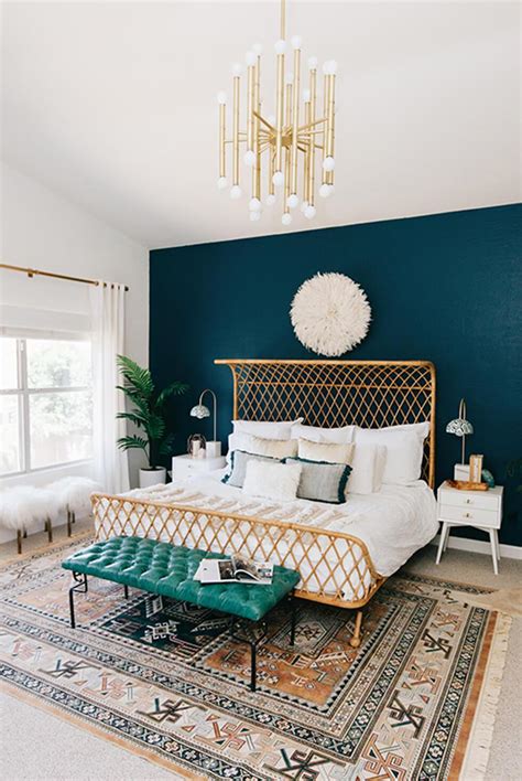 Teal Bedroom with Plants