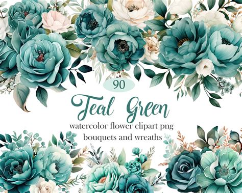 Teal Green Flower Background