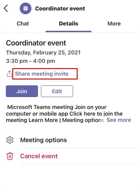 teams meeting link not showing in invite