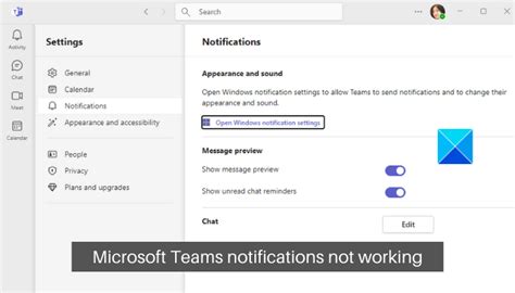 teams notifications not showing in windows