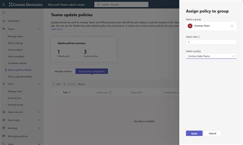 teams update policy assign to group