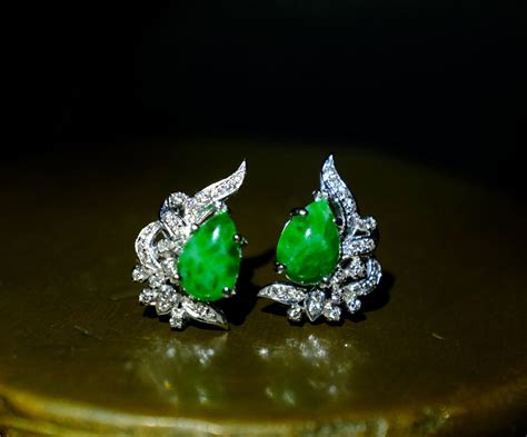 Teardrop Jade Stud Earrings