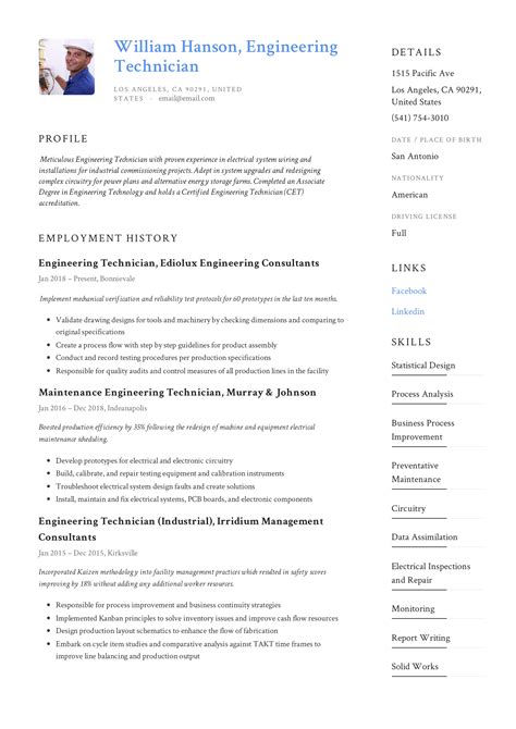 Engineering Technician Resume & Writing Guide +12