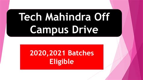 tech mahindra off campus drive for 2020 batch