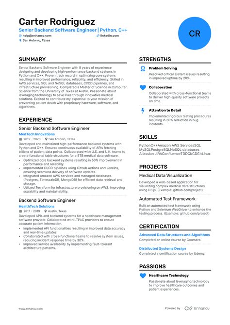 tech resume summary examples