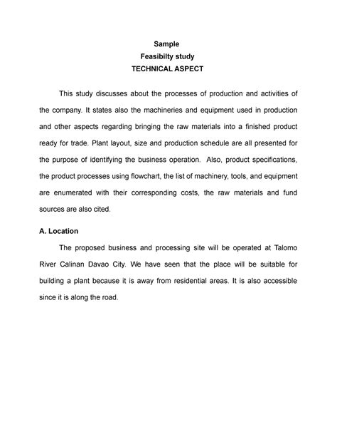 technical aspect of feasibility study sample pdf