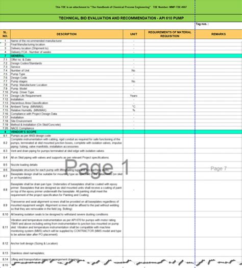 technical bid evaluation template excel