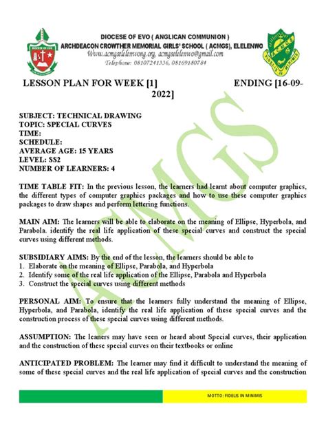 Technical Drawing Lesson Plan