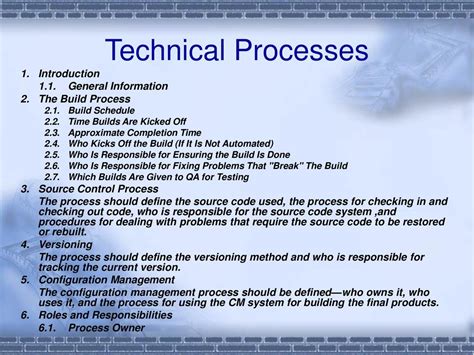 technical processes examples