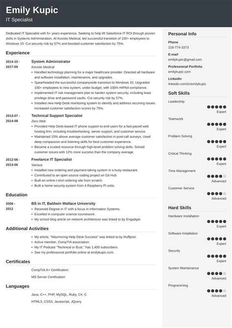 technical resume formats