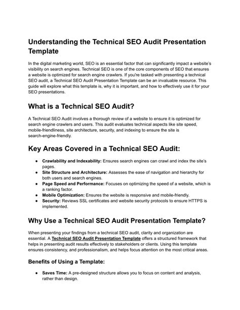 technical seo audit presentation template
