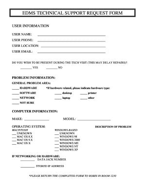 technical support request form template