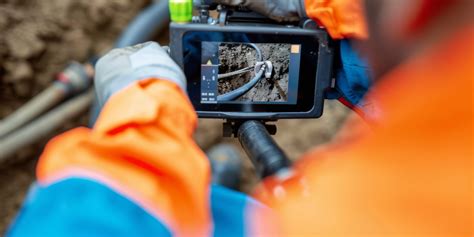 Technician Using Camera to Inspect Sewer Line