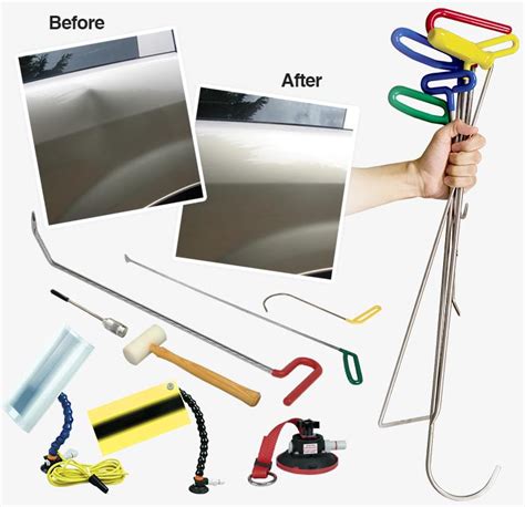 technician using paintless dent repair tools