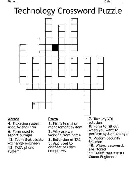 Technology Crossword Puzzle WordMint