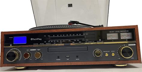 TechPlay TCP4530 BLK Record Player Turntable 33 45 RPM Belt Drive RCA