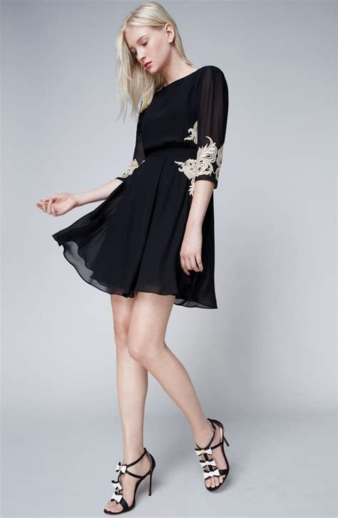 ted baker gaenor embroidered fit flare dress