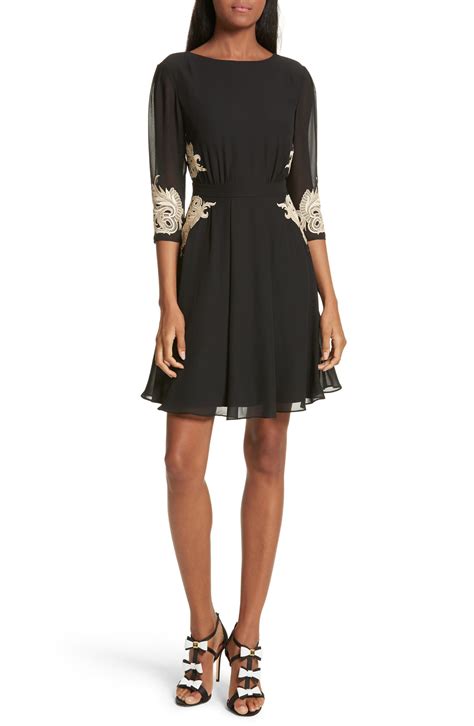 ted baker gaenor embroidered fit flare dress