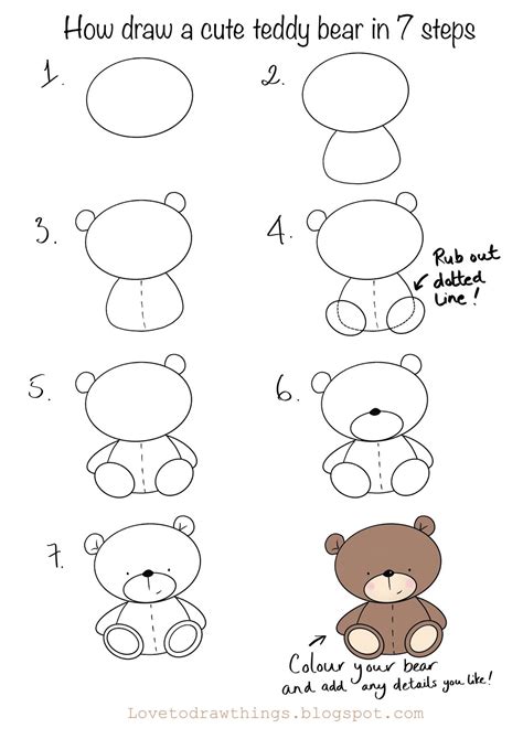 How to Draw a Teddy Bear printable step by step drawing