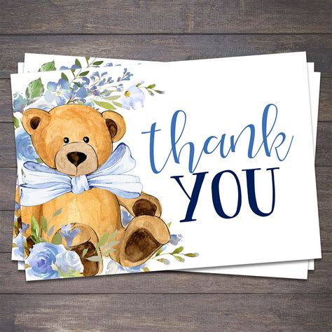 teddy bear baby shower thank you cards