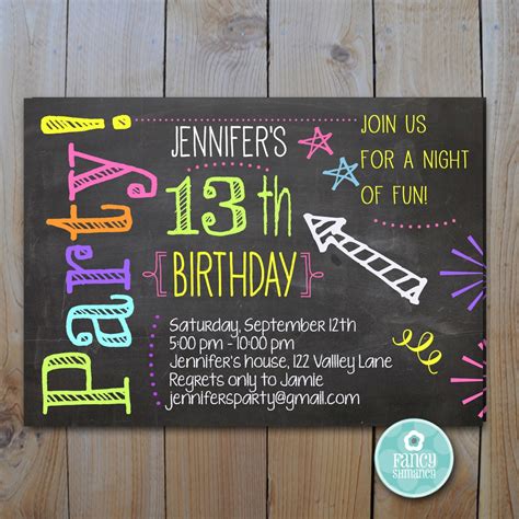 teenage birthday party invitation