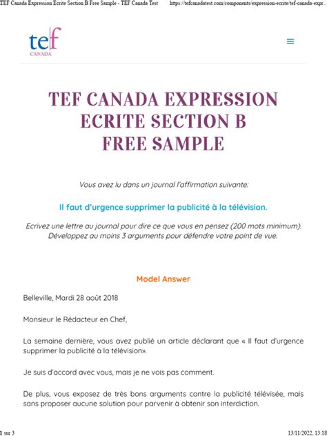 Viral Tef Canada Expression Ecrite Exemple Viral