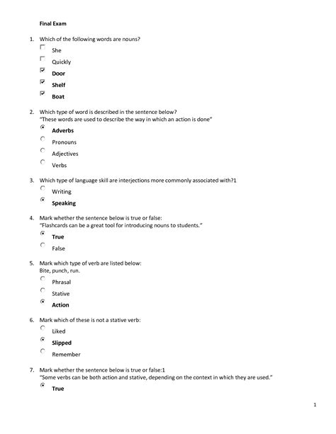 tefl exam questions and answers section h