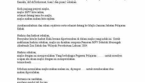 Skrip Pengacara Majlis Makan Malam / Doc Teks Mc Malam Kebudayaan Mohd