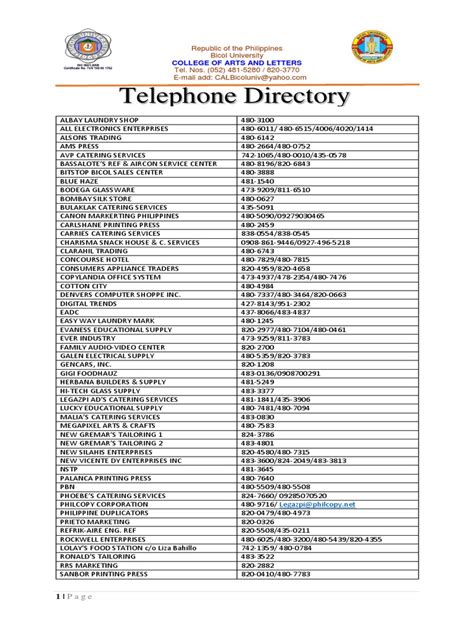 Telephone Directory Definition