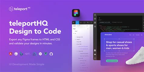 teleporthq figma to code export html css react & vue