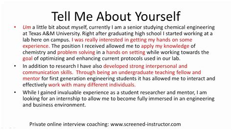 tell me about yourself in it interview examples answers