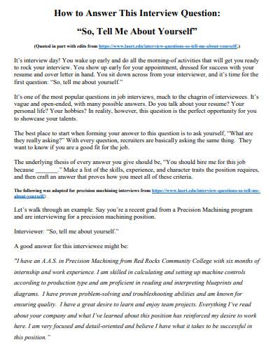 tell me about yourself interview question and answer example pdf for teachers