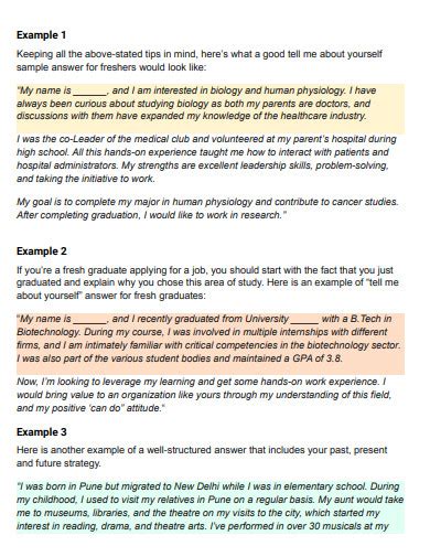 tell something about yourself in interview sample answer