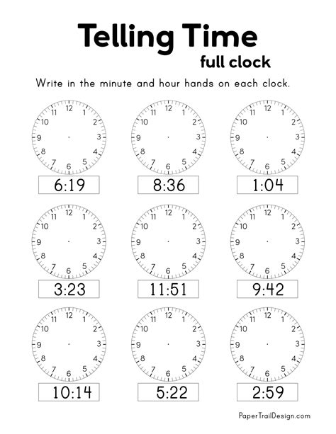 telling the time worksheet