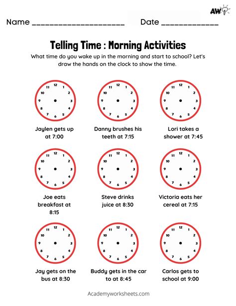 telling time activity sheets printable template