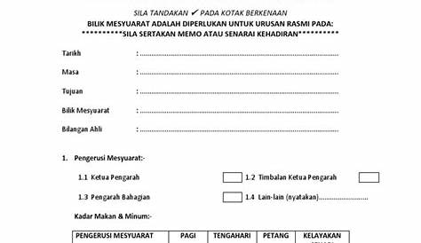 Borang Tempahan Bilik Mesyuarat - Fill and Sign Printable Template Online