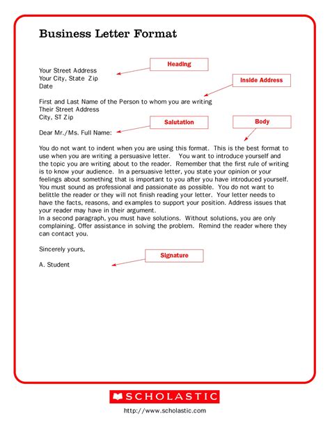 template for business letter