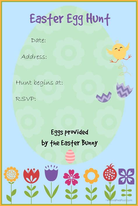 Easter Egg Hunt Poster Invitation Template Vector In Pastel Color Cute