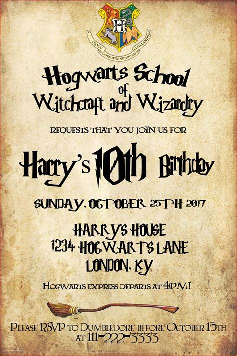 Free Printable Hogwarts Letter Harry potter invitations, Harry potter