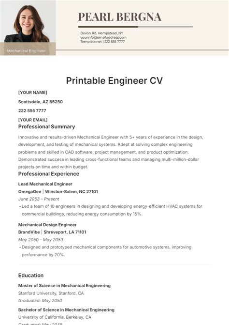 Template Cv Engineer