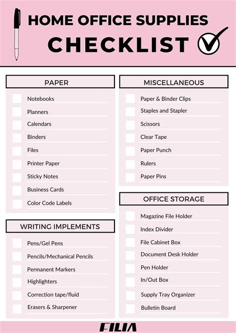 template for office supply list