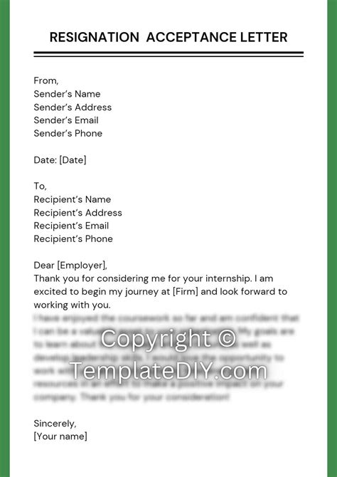 Template Letter Acceptance Of Resignation