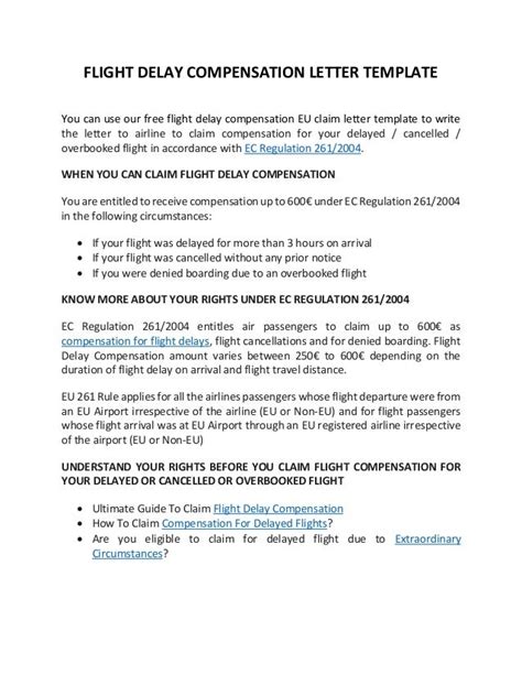 Template Letter Flight Delay Compensation