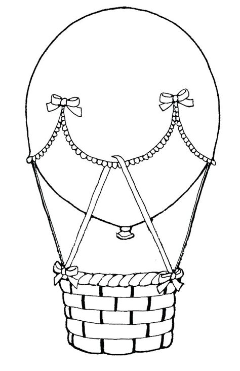template of hot air balloon with basket