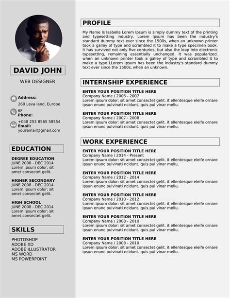 template resume word free download